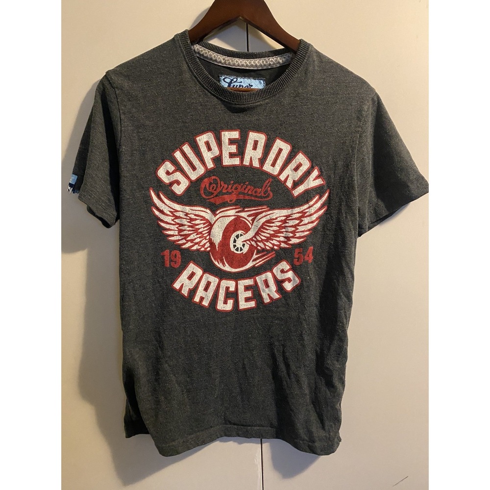 Superdry Original Racers 1954 Graphic T-Shirt Men's Charcoal Grey Distressed M